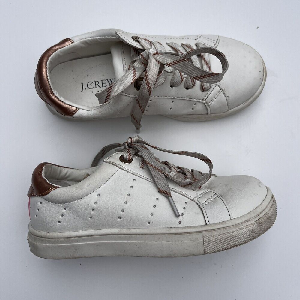 J.Crew Girls Sneakers, White, Size 10, Rose Gold
